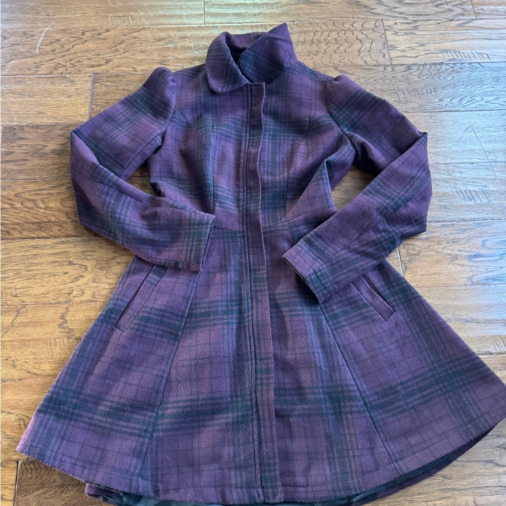 Hot Topic Plaid Wool Blend Coat - Picture 5 of 8